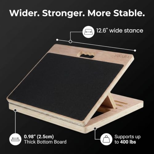 Swara 12.6″ Wooden Slant Board for Calf Stretching & Exercise (Board only) - size: 12.6 Inch