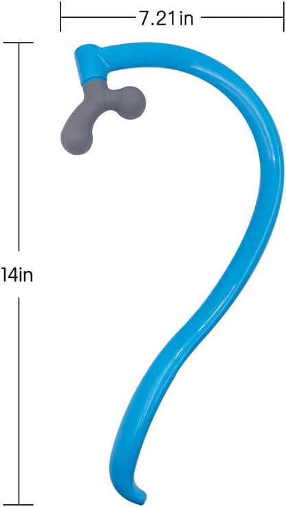 Portable Self Massage Tool - Portable Trigger Point Therapy for Back and Neck, 7.21*14in Lower Back Massager, Myofascial Release Tool & Deep Tissue Muscle Massage Stick, Shoulder Leg Feet Blue