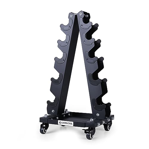 LIONSCOOL Premium Solid Steel Dumbbell Rack Stand Only, A-Frame Portable Weight Storage Organizer with Optional Tray and Wheels, Perfect for Home Gym Fitness Storage (200LBS/300LBS/700LBS Weight Capacity Available)