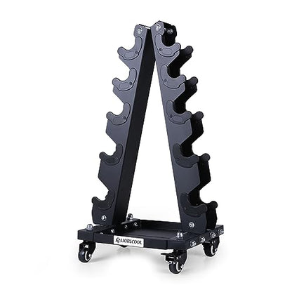 LIONSCOOL Premium Solid Steel Dumbbell Rack Stand Only, A-Frame Portable Weight Storage Organizer with Optional Tray and Wheels, Perfect for Home Gym Fitness Storage (200LBS/300LBS/700LBS Weight Capacity Available)