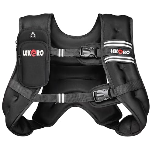 Weighted Vest for Men Women, No-Bounce 6LB 8LB 12LB 16LB 20LB 25LB 30LB Weights Vest with Adjustable Buckles & Reflective Stripes | Weight Vest for Walking Running Hiking Workout - color: 20lbs
