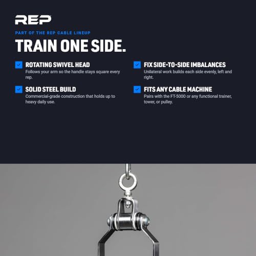 REP Fitness LAT Pulldown and Low Row Cable Machine Attachments and Functional Trainer Attachments – Curl Bar, D-Handle, Ankle Cuff, Tricep Rope, Sports Handle, Straight Bar, Row, Chinning Triangle - style: D Cable Handle Pro Style
