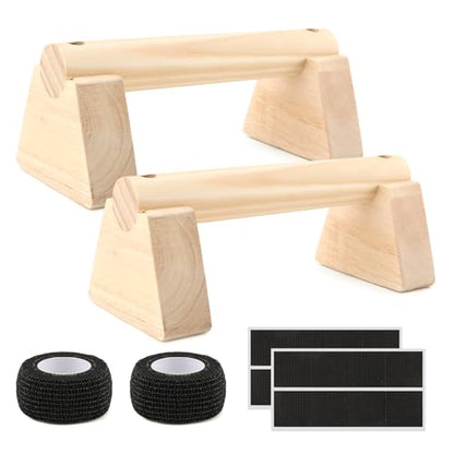 Wood Parallettes Bars for Home Workout, Push Up Bars & Dip Stands, Wooden Calisthenics Equipment Handstand Blocks for Strength Training, Rehabilitation & Gymnastics - size: 20cm