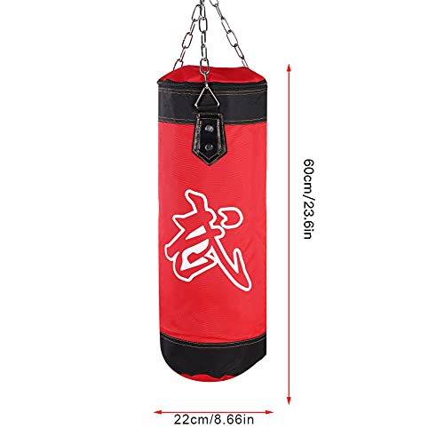 Bnineteenteam Heavy Punching Bag,Training Boxing Bag with Chain for Adults Men Women(Empty) - color: Red, size: 60 cm