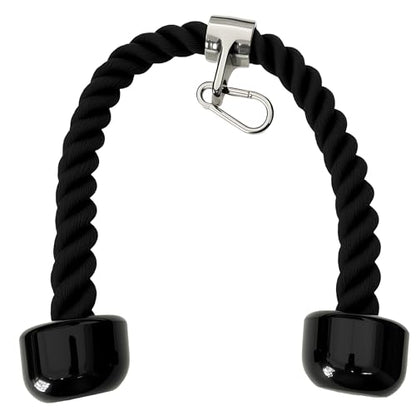 Heavy Tricep Rope Cable Machine Accessories Nylon Tricep Rope for LAT Pull Down Pulley System Attachment, for Home Gym Weight Fitness with Carabiner - color: Black