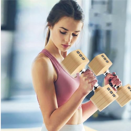 20LB Adjustable Dumbbell Set, 10lb Dumbbells Set of 2, 5 in 1 Free Weights Set, Each 4lb 6lb 8lb 10lb for Women & Men for Home Gym Exercise Workout Strength Training Equipment - color: Beige