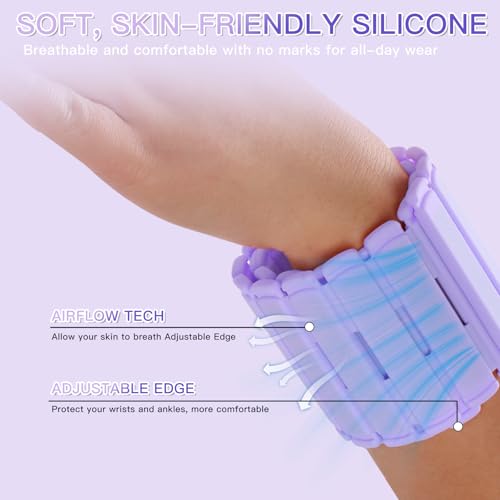 Wrist & Ankle Weights for Women Set of 2 (1LB Each), Adjustable Silicone Strap Design, Wearable Stackable Magnetic Ankle Weighted Bracelets, Perfect for Yoga, Pilates, Walking & Home Weighted Workouts