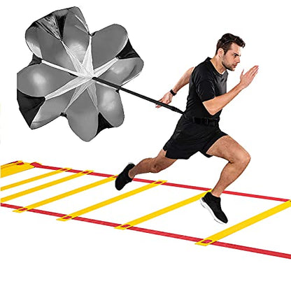 Resistance Parachute Agile Speed Training Set Equipment, with Adjustable Agility Ladder and Running Parachute, for Fitness Explosive Power Training(Size:4M) - size: 4M