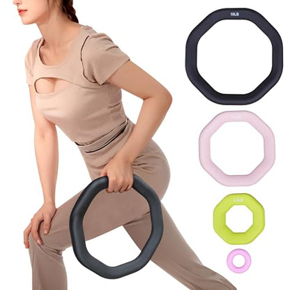 Leikefitness Weight Ring 2-in-1 Kettlebell & Dumbbell, cast iron+PVC coating, Yoga Exercise, Aerobics, Core Training, 4 in a set (0.33LB + 5.5LB + 7.5LB + 10LB)