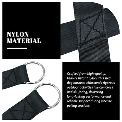 Dog Pulling Harness Adjustable Nylon Dog Sled Harness for Training Weight Pulling Canicross Skijoring and Outdoor Working Activities