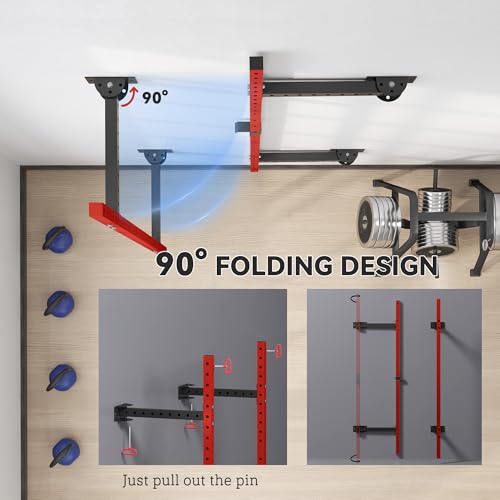 Soozier Adjustable Weight Bench with Dumbbell Rack Wooden Gym - color: Red