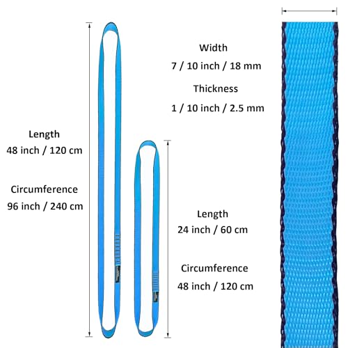 18MM Nylon Climbing Slings Runners 23 kN Strong Webbing Straps for Rock Climbing, Rappelling, Swing, Yoga Hammock etc - color: 1PC Blue, size: 24inch/60cm