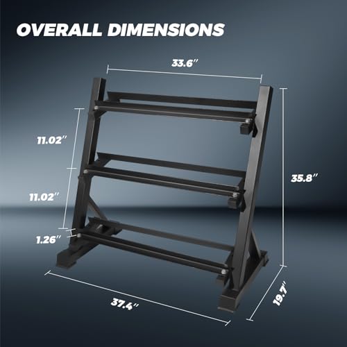 RitFit Rubber Hex Dumbbell Set with Storage Weight Rack - style: 450 LBS (5-45LB)