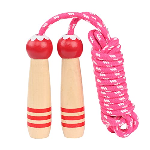 Jump Rope Kids, 7ft Adjustable Cotton Skipping Rope with Wooden Handle for Boys and Girls Fitness Outdoor Exercise - style: Red