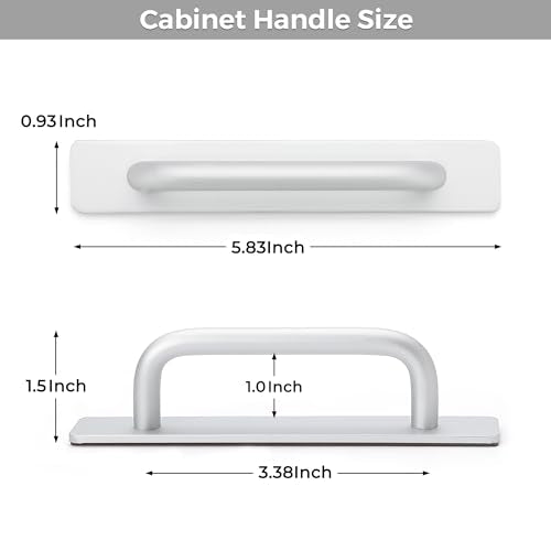 2 Pack Adhesive Handles Self Stick Instant Cabinet Handles 5.83" Stick on Cabinet Handles Drawer Push Pull Handles Helper Sliding Screen Door Handles for Sliding Closet Window Wardrobe - Silver