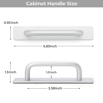 2 Pack Adhesive Handles Self Stick Instant Cabinet Handles 5.83" Stick on Cabinet Handles Drawer Push Pull Handles Helper Sliding Screen Door Handles for Sliding Closet Window Wardrobe - Silver
