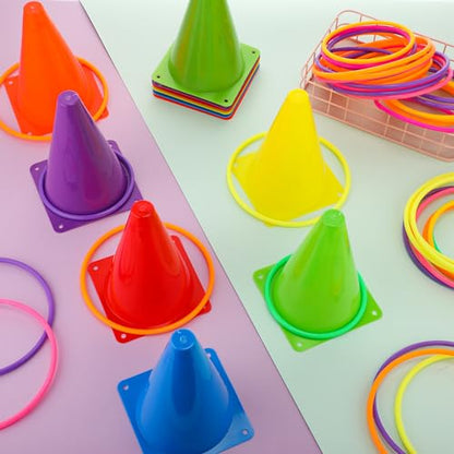 52 Pcs Ring Toss Game Set 12 Plastic Training Cones 40 Toss Rings for Carnival Party Backyard Indoor Outdoor Games