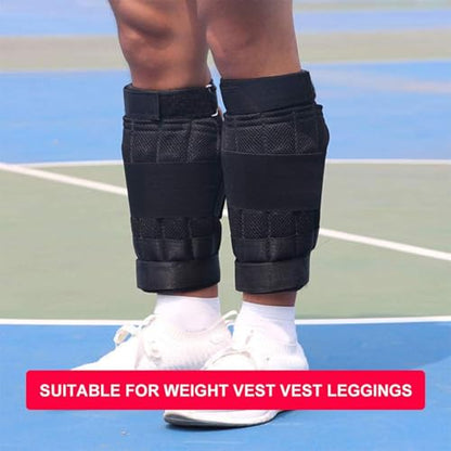 Weighted Vest Plates 10Pcs Set with Leg Guards - Adjustable Alloy Steel Blocks for Cardio Workouts- Medium