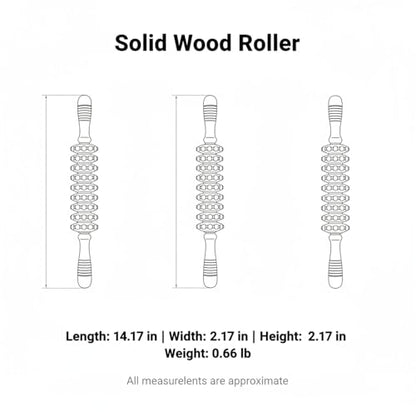 14.2 Inch Solid Wood Roller, Manual Stick for Home Gym, Ergonomic Firm Pressure Tool (1 Pack) - color: Brown