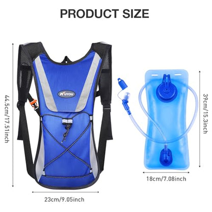 KUYOU Running Hydration Vest - Lightweight Insulated Hydration Backpack with 2L Water Bladder, Adjustable Chest Straps and Reflective Water Backpack for Running Marathon Race Hiking Cycling - color: Blue