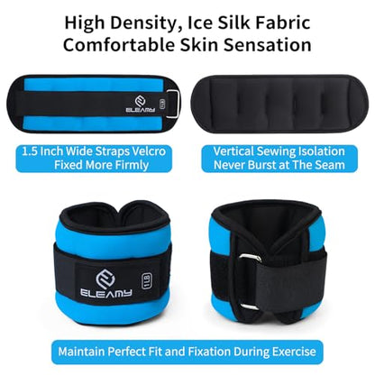 ELEAMY Ankle Weights for Women & Men - 0.5/1/2/3lb*2 Pairs - color: Black-Blue, size: 3.0 Lbs Each (6.0 Lbs Pair)