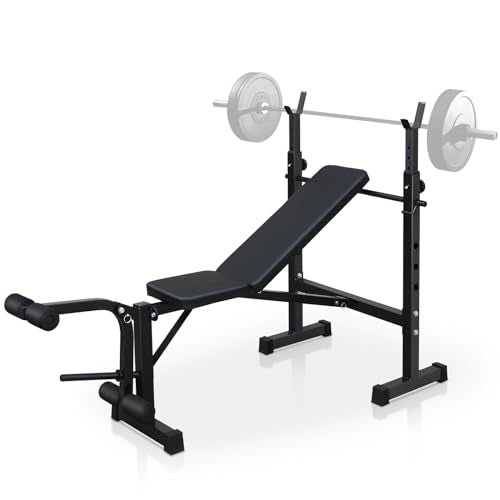 Adjustable Weight Bench, Bench Press Rack, Leg Exercises Preacher Curl Rack for Home Gym Full Body Workout, Black
