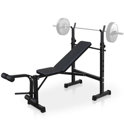 Adjustable Weight Bench, Bench Press Rack, Leg Exercises Preacher Curl Rack for Home Gym Full Body Workout, Black