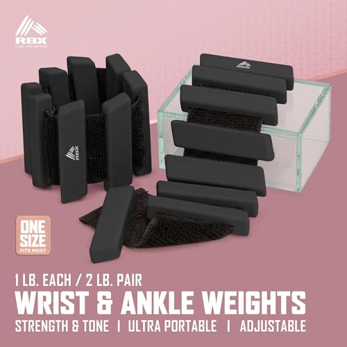 RBX Adjustable Ankle & Wrist Weights, Customizable for Pilates, Yoga, Walking, Barre, Home Workouts & Strength Training