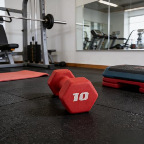 10-Pound Neoprene Coated Dumbbell - Single Red Non-Slip Weight for Home Gym Strength Training