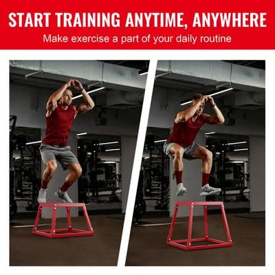 Happybuy 12/18/24/30 Inch Plyometric Jump Box Set, Anti-Slip Fitness Agility Step, Strength Training, Conditioning, Home Gym, Red