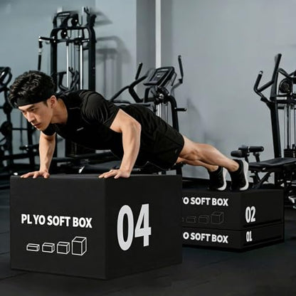4-in-1 Foam Jumping Exercise Box Plyo For Home Gym Non-slip PU Leather Cover For Workouts Training Strength - size: 1