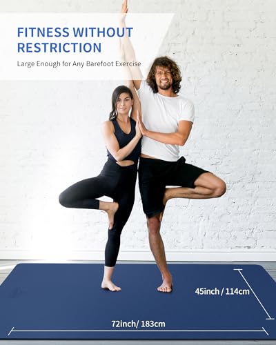 CAMBIVO Yoga Mat 72" x 48" Large Workout Mat for Home Gym Flooring | 6mm-12mm (0.24"-0.48") Extra Thick Exercise Mat for Apartment Fitness | High-Density TPE Cushioning for Joint Protection