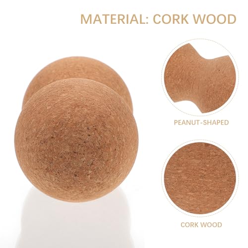 Abaodam Peanut Shape Massage Ball Double Mobility Fitness Exercise Tool for Deep Tissue Myofascial Release and Muscle Therapy Cork Wood Material Suitable for Physical Therapy and Stress