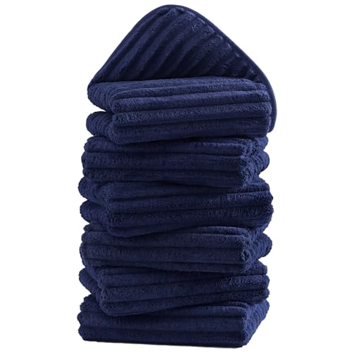 6 PC Microfiber Hand Towels for Bathroom, 16"x30",Navy Blue - color: Navy Blue