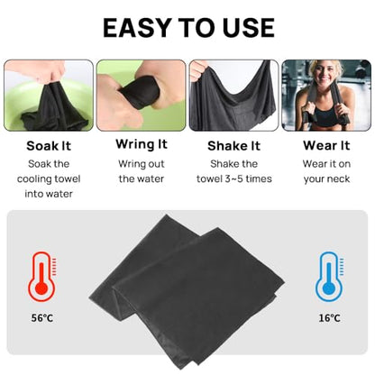 JBM Cooling Towel 40” X 12” Ice Towel Quick Dry Breathable Soft Microfiber Towels for Sports, Camping, Beach, and Outdoor Activities (Black) - color: Black