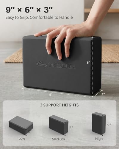 Trideer Yoga Blocks 2 Pack, Soft Non-Slip Foam Blocks with Beveled Edges for Alignment and Stretching in Yoga, Pilates, and Dance - Supportive, Lightweight, Odor Resistant, Latex-Free