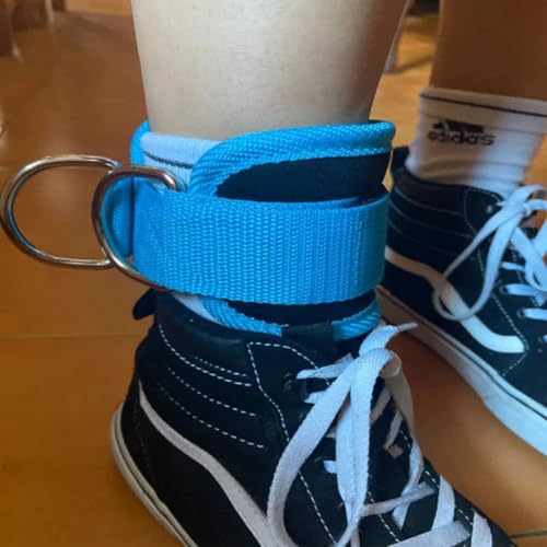 Ankle Straps Ankle Resistance Bands Wrist Cuffs Padded Straps Adjustable Fitness Glute Kickback D-Ring for Cable Machine Gym Foot Leg Training Brace Support 1 Pair - color: Azure