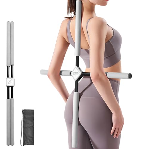 Yoga Stick- Posture Corrector Stick for Back Pain Relief - Upper & Lower Back Stretcher and Straightener Tool for Men and Women - Portable Mobility Stretch Pole for Neck Hump, Spine Alignment & Home Workout