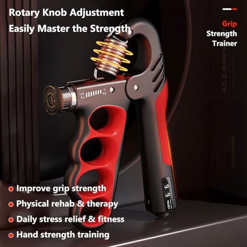 Grip Strength Trainer Forearm Strengthener, 11-221 lbs Adjustable Resistance, Automatic Counting, Ergonomic Design, Ideal Device for Grip Strengthening, Arthritis Relief, Hand Physical Therapy & Rehab