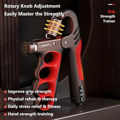 Grip Strength Trainer Forearm Strengthener, 11-220 lbs Adjustable Resistance, Automatic Counting, Ergonomic Design, Ideal Device for Grip Strengthening, Arthritis Relief, Hand Physical Therapy & Rehab - color: Gray
