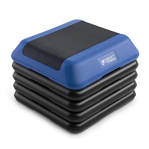 Circuit Fitness by Marcy 16 x 16 inches Adjustable Height Aerobic Step Platform with Adjustable Risers, Non-Slip Rubber Surface, Home Exercise Fitness Training, Multiple Color Options - color: Oasis Blue - 4 Risers