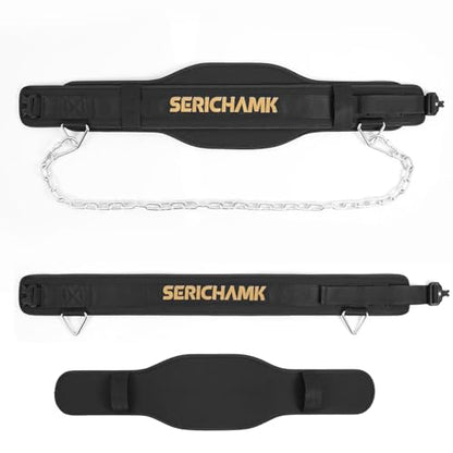 Weighted Dip Belt for Weight Lifting - 46" Pull Up Belt With Chain & Loading Straps