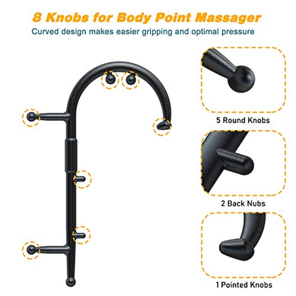 Detachable Trigger Point Massage Cane – Manual Back & Shoulder Hook Massager for Pain Relief, Deep Tissue Self Massage Tool for Muscle Knots in Neck, Back, Legs & Feet