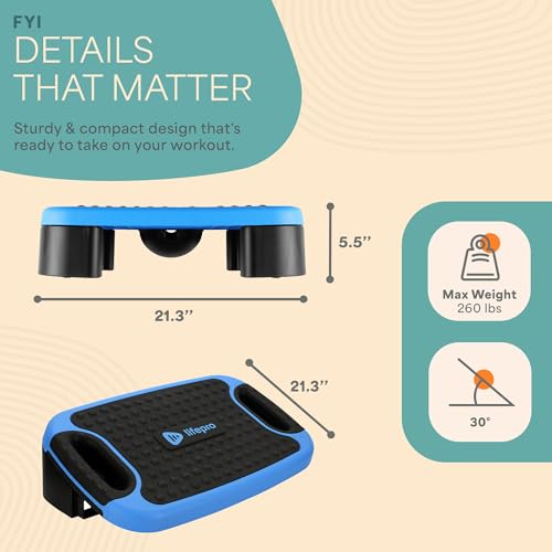Lifepro 4-in-1 Aerobic Balance Board and Step Up Exercise Platform - Aeroflex Adjustable Multifunctional Slant Board for Home Workouts, Non-Slip Stepper Design