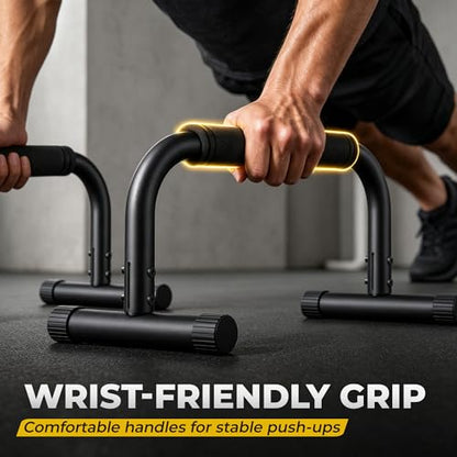 Push Up Bars, Adjustable 10–12.5 Inch Parallettes Bars for Calisthenics, Heavy Duty 880 LBS Parallel Dip Bars with Foam Handles & Non-Slip Rubber Feet, No Wobble Handstand L-Sit Stands for Home Gym