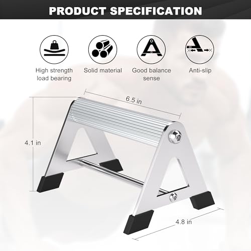 Push Up Bar - All-aluminum Lightweight Pushup Stands with Non-Slip Base, 660LB Capacity, Portable Home Gym Equipment for Strength Training & Floor Workouts、White、6.5inch