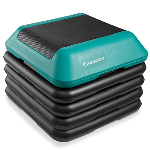 Philosophy Gym Aerobic Exercise Adjustable High Step Platform, with 4 Risers Included - color: Green
