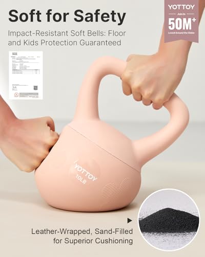 YOTTOY Soft Kettlebell for Home Workouts, Anti-Slip Wide Handle Strength Training Kettlebells, Cushioned Base for Safety - Ideal for Men, Women & Beginners