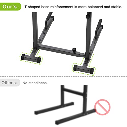 SELEWARE Heavy Duty Dip Bar, Adjustable Width & Height Dip Station Home Gym Fitness Equipment, 800lbs Capacity, Multifunctional Strength Training Dip Stand with Push Up Bar for Tricep Dips, L-Sits - color: Black