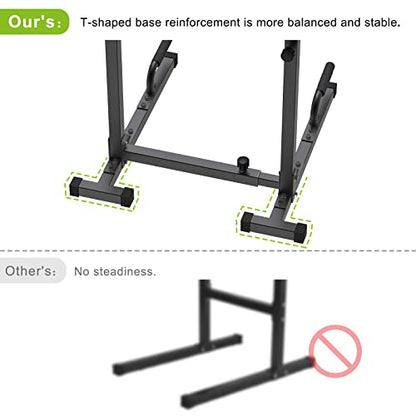 SELEWARE Heavy Duty Dip Bar, Adjustable Width & Height Dip Station Home Gym Fitness Equipment, 800lbs Capacity, Multifunctional Strength Training Dip Stand with Push Up Bar for Tricep Dips, L-Sits - color: Black